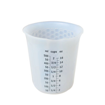 हीट रेज़िस्टेंट सिलिकॉन किचन टूल मापने के कप 500ml 16oz कस्टम स्केल
